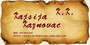 Kajsija Kaznovac vizit kartica